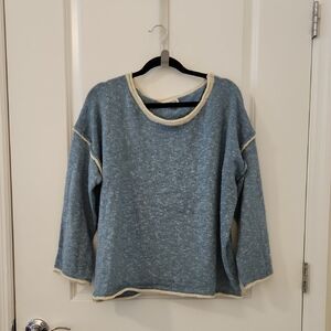 Miracle Blue Sweater with Cream Trim
